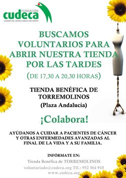 Campaña de Captación de Voluntarios  para la Tienda Benéfica de Cudeca en Torremolinos